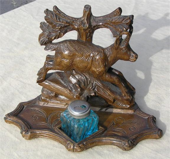Black Forest carved inkwell