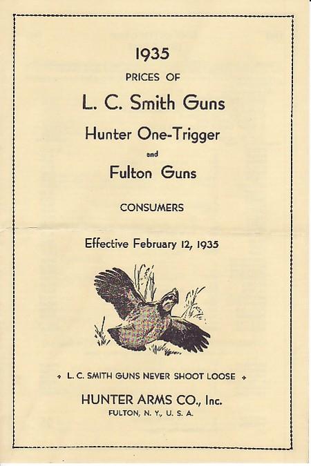 l c smith price list 1935