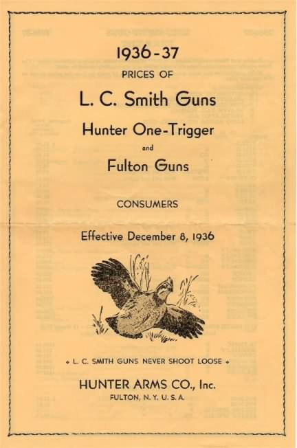 l c smith 1936-37 price list