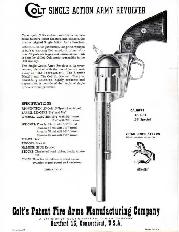 colt broadside single action army revolver