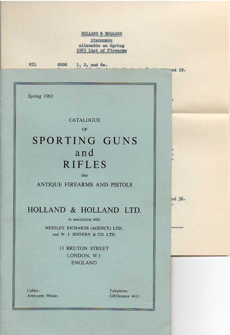Holland & Holland 1963 second hand guns catalog