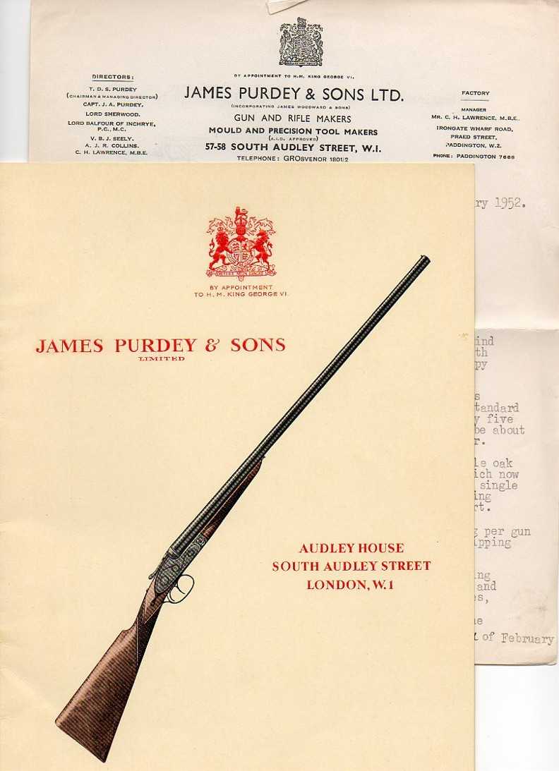 Purdey 1952 gun catalog