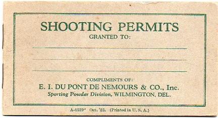 Dupont shooting permits 1923